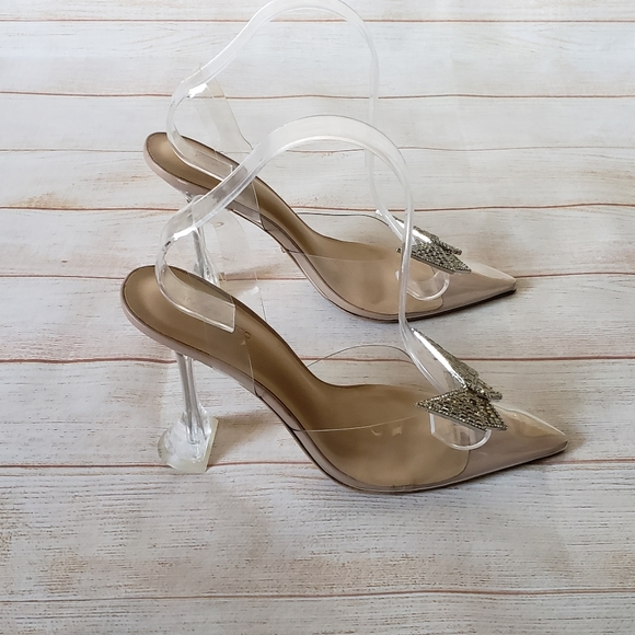 Tony Bianco Laos Clear Vinylite Translucent Jeweled Pointy Toe Heels Size 9 - Picture 10 of 16